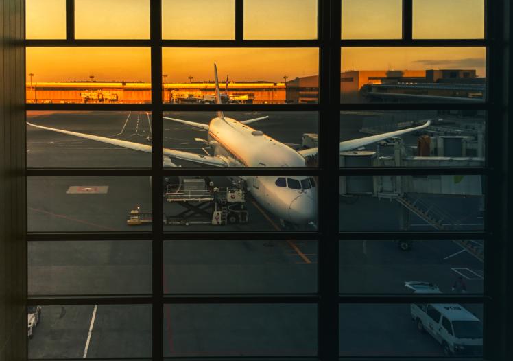 Golden Hour View of Airliner at Airport