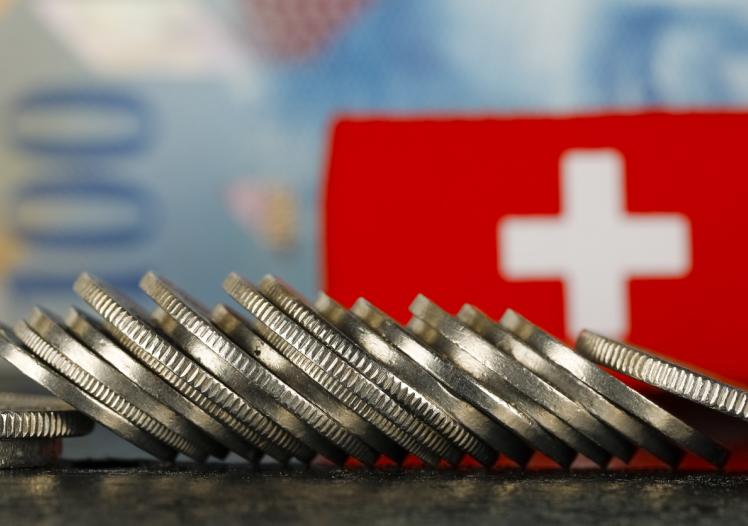 Swiss Money and Flag