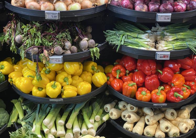 Fresh vegetables at a market 