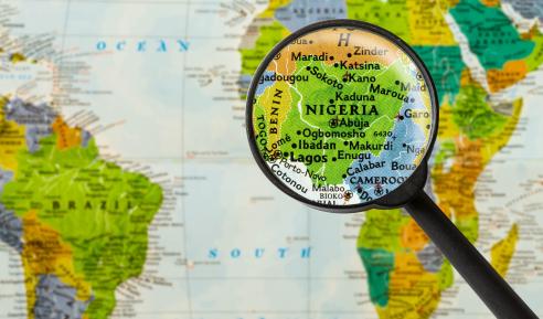 Map of Federal Republic of Nigeria stock photo