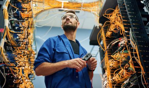 IT worker in server room