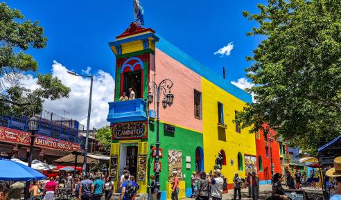 Caminito street in La Boca neighborhood at Buenos Aires, Argentina