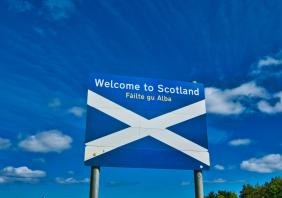 Welcome to Scotland road sign