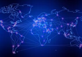 Global international connectivity background stock photo