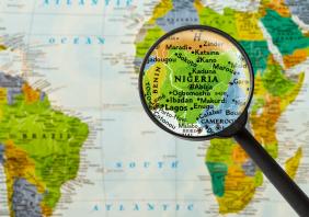 Map of Federal Republic of Nigeria stock photo