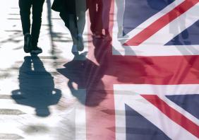 Shadows of People and UK Flag Citizens of Great Britain