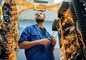 IT worker in server room