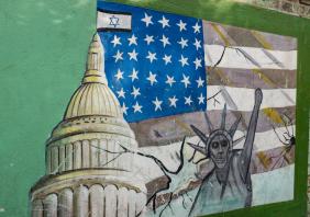 Anti-American mural on the outer wall of the former US Embassy in Tehran.