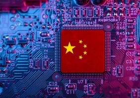 China flag on Computer Chip 