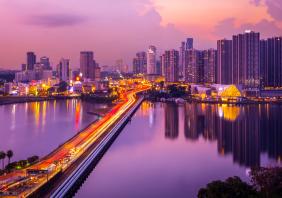 The connection between Johor Bahru Malaysia across the strait of Johor to the town of Woodlands, Singapore