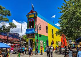Caminito street in La Boca neighborhood at Buenos Aires, Argentina
