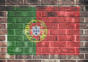 Portugal flag on old brick wall