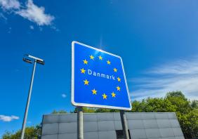 Denmark border sign on German-Denmark border