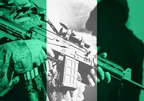 Gun and Nigerian flag