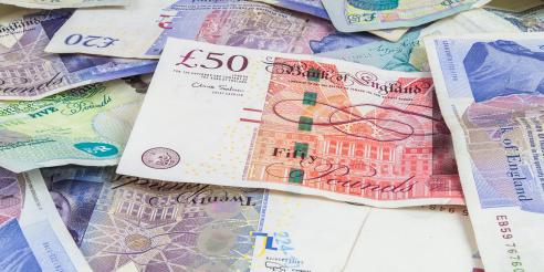 British pounds banknotes background stock photo