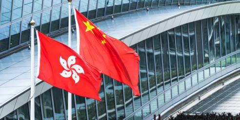 Hong Kong and mainland China national flags