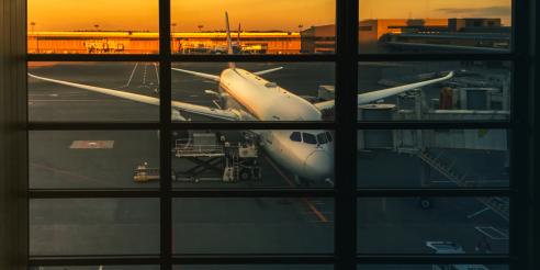 Golden Hour View of Airliner at Airport
