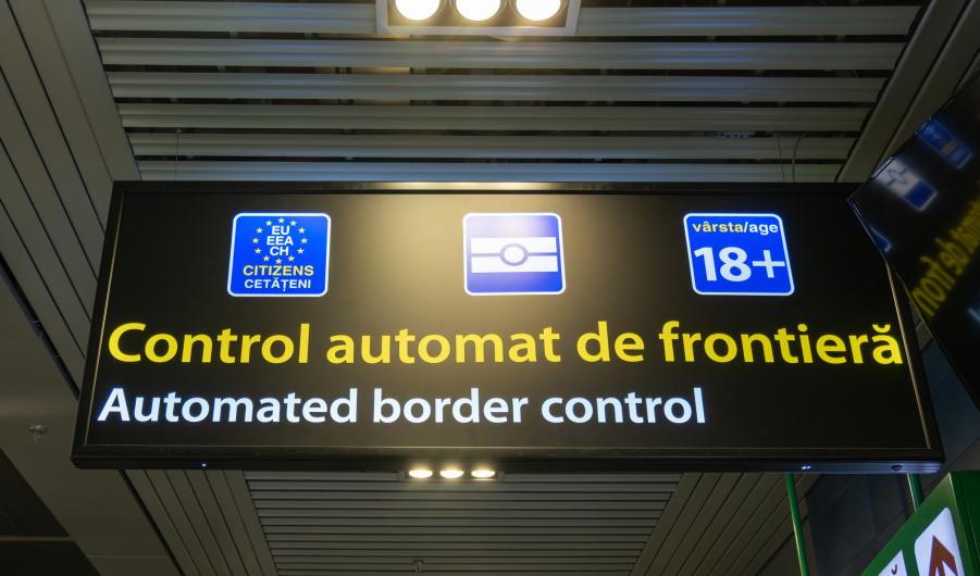 EU Passport automated control sign for Schengen area