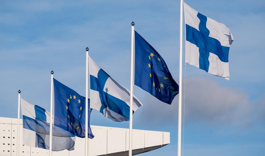Finnish and EU flags