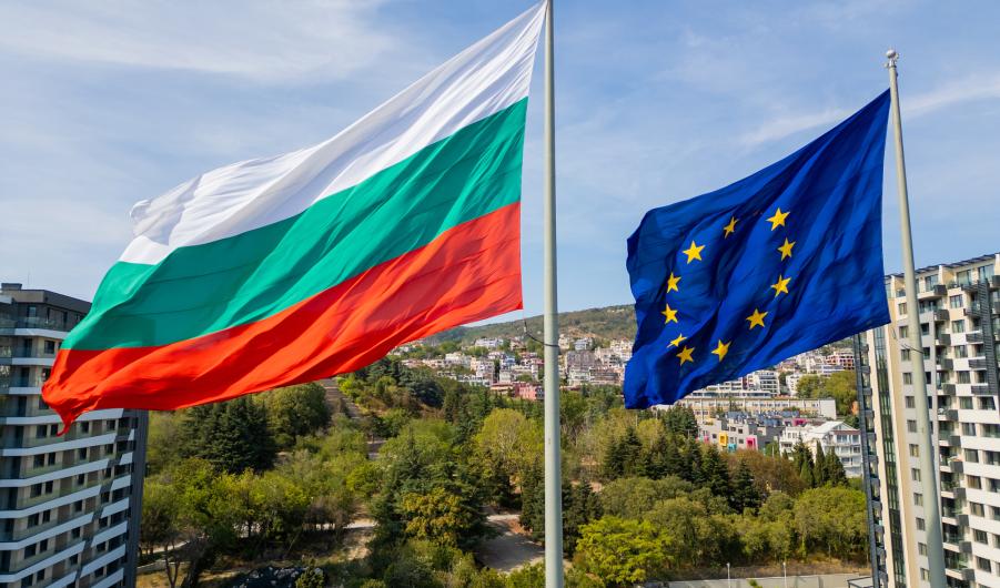 European Union and Bulgarian flags 