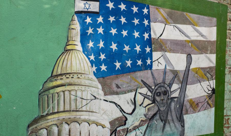 Anti-American mural on the outer wall of the former US Embassy in Tehran.