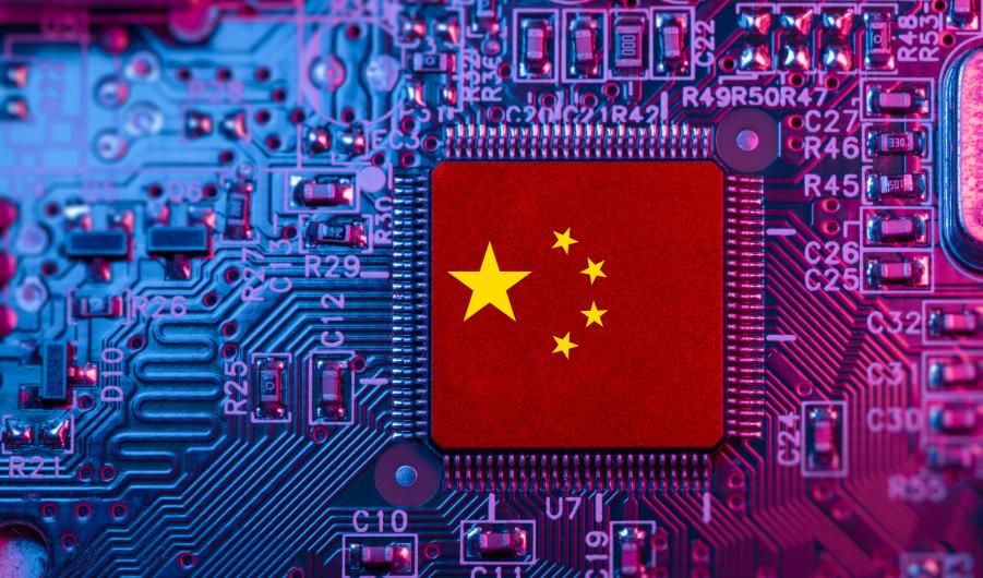 China flag on Computer Chip 