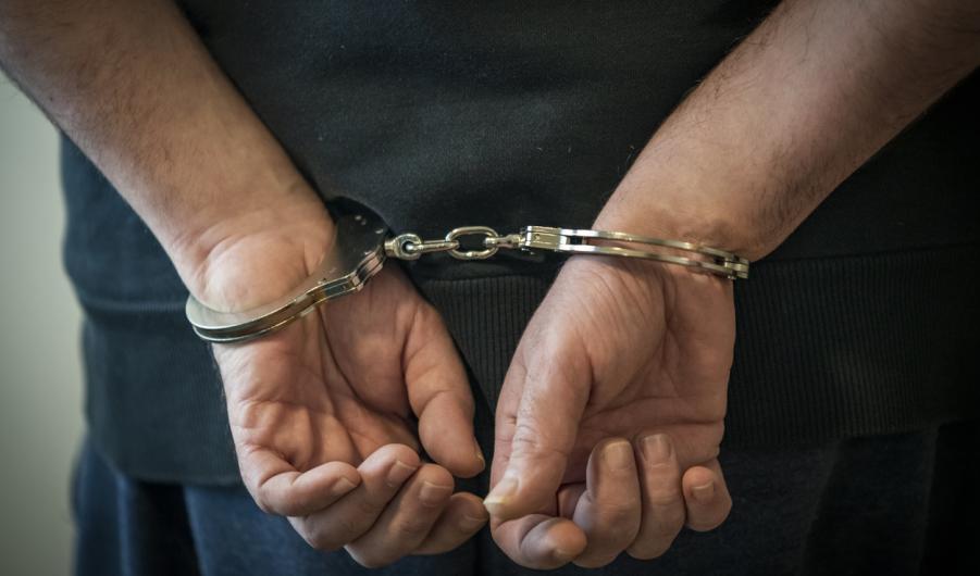 Arrested man - handcuffed