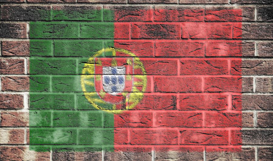 Portugal flag on old brick wall