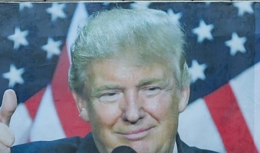 President Donald Trump on the billboard in the northern part of Kosovska Mitrovica