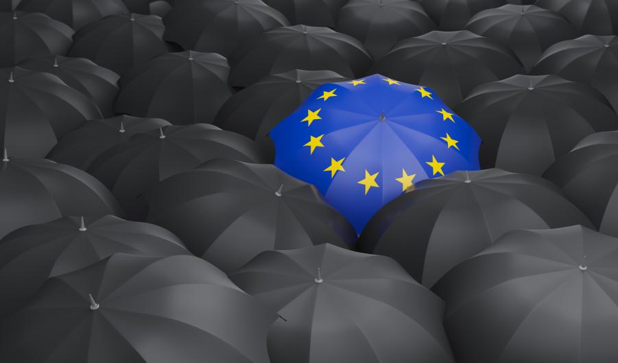 Umbrella with flag of european union
