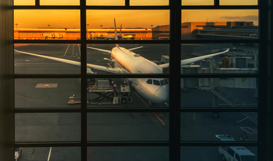 Golden Hour View of Airliner at Airport
