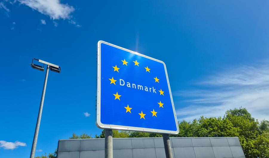 Denmark border sign on German-Denmark border