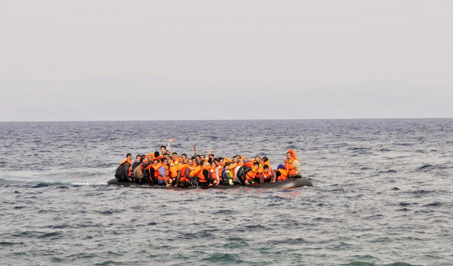 Refugees arrive at Greek island Lesvos