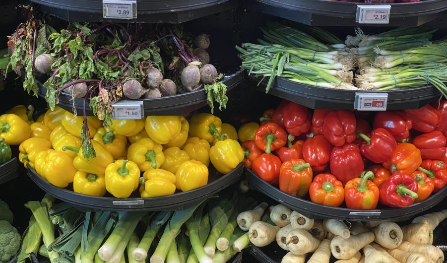 Fresh vegetables at a market 