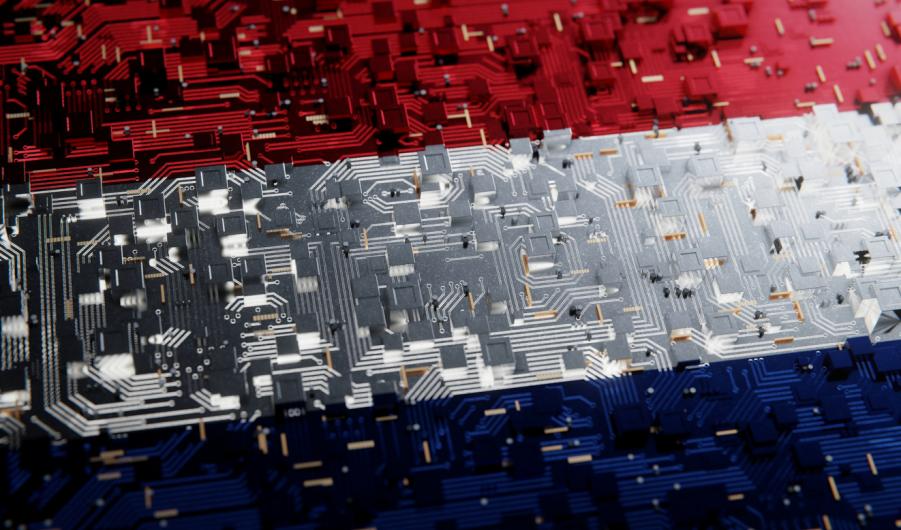 Technology background with national flag of the Netherlands